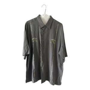 Bamboo Cay Gray Embroidered Button-Up Shirt Size L